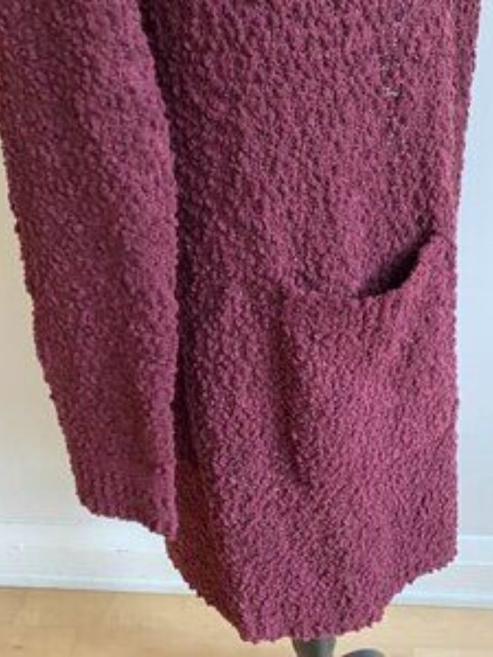 𝅺BOBBEAU BNWT Burgundy Boucle Cardigan Pockets - Picture 5 of 9